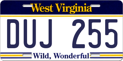 WV license plate DUJ255
