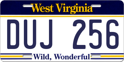 WV license plate DUJ256