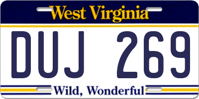WV license plate DUJ269