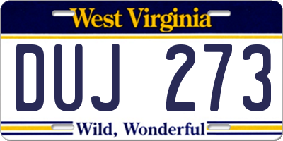 WV license plate DUJ273