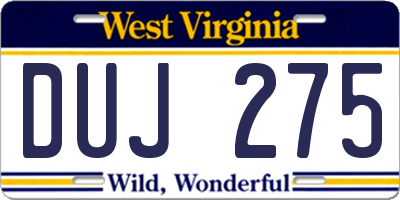 WV license plate DUJ275