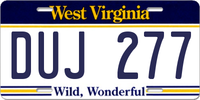 WV license plate DUJ277