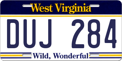 WV license plate DUJ284