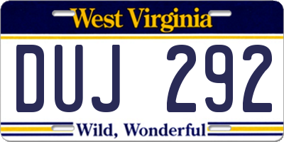 WV license plate DUJ292