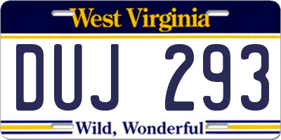 WV license plate DUJ293