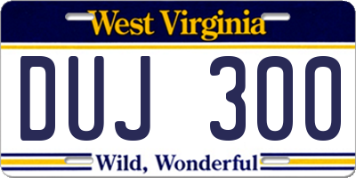 WV license plate DUJ300