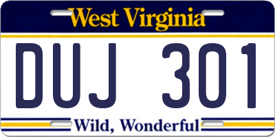 WV license plate DUJ301