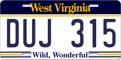 WV license plate DUJ315