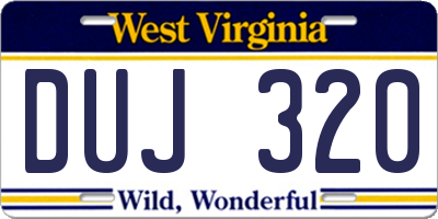 WV license plate DUJ320