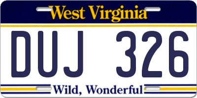 WV license plate DUJ326