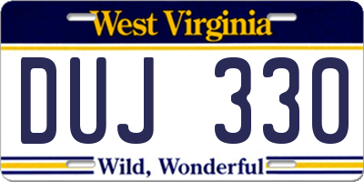 WV license plate DUJ330