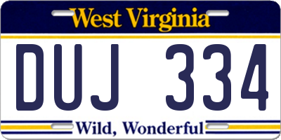 WV license plate DUJ334
