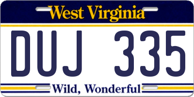 WV license plate DUJ335