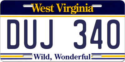 WV license plate DUJ340