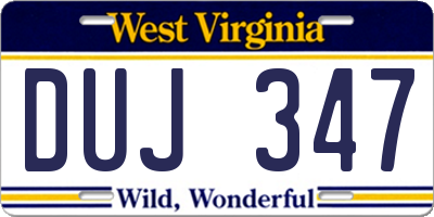 WV license plate DUJ347