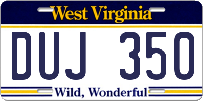 WV license plate DUJ350
