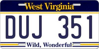 WV license plate DUJ351