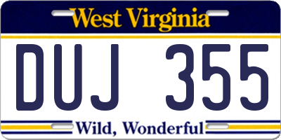 WV license plate DUJ355