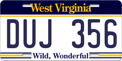 WV license plate DUJ356