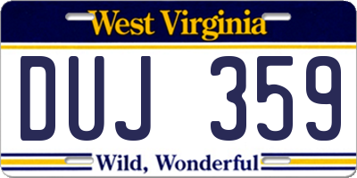 WV license plate DUJ359