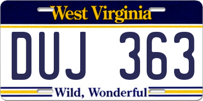 WV license plate DUJ363
