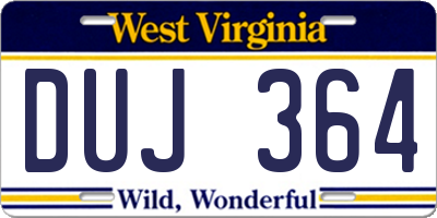 WV license plate DUJ364