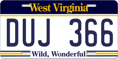 WV license plate DUJ366