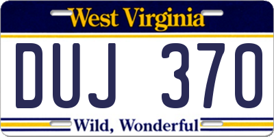 WV license plate DUJ370
