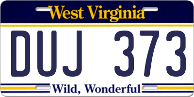 WV license plate DUJ373