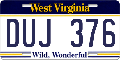 WV license plate DUJ376