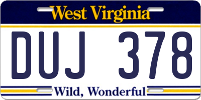 WV license plate DUJ378
