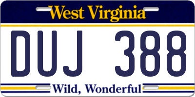 WV license plate DUJ388