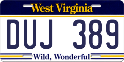 WV license plate DUJ389