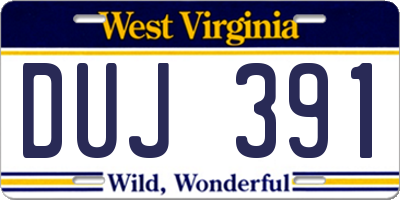 WV license plate DUJ391