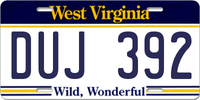 WV license plate DUJ392