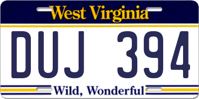WV license plate DUJ394