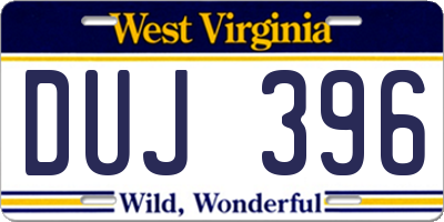 WV license plate DUJ396
