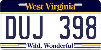 WV license plate DUJ398