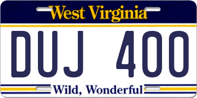 WV license plate DUJ400