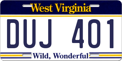 WV license plate DUJ401