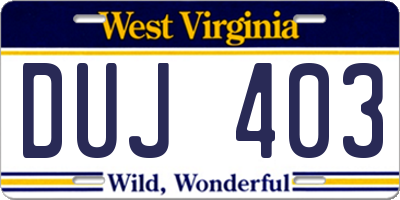 WV license plate DUJ403