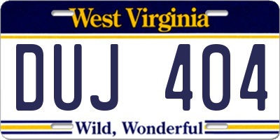WV license plate DUJ404