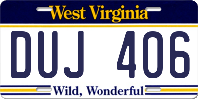 WV license plate DUJ406