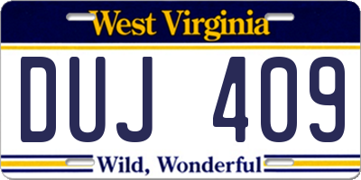 WV license plate DUJ409