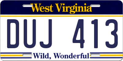WV license plate DUJ413