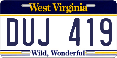 WV license plate DUJ419