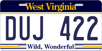 WV license plate DUJ422