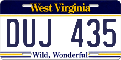 WV license plate DUJ435