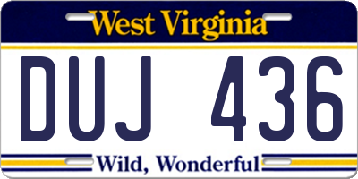 WV license plate DUJ436