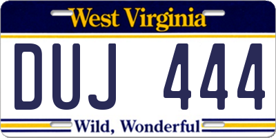 WV license plate DUJ444